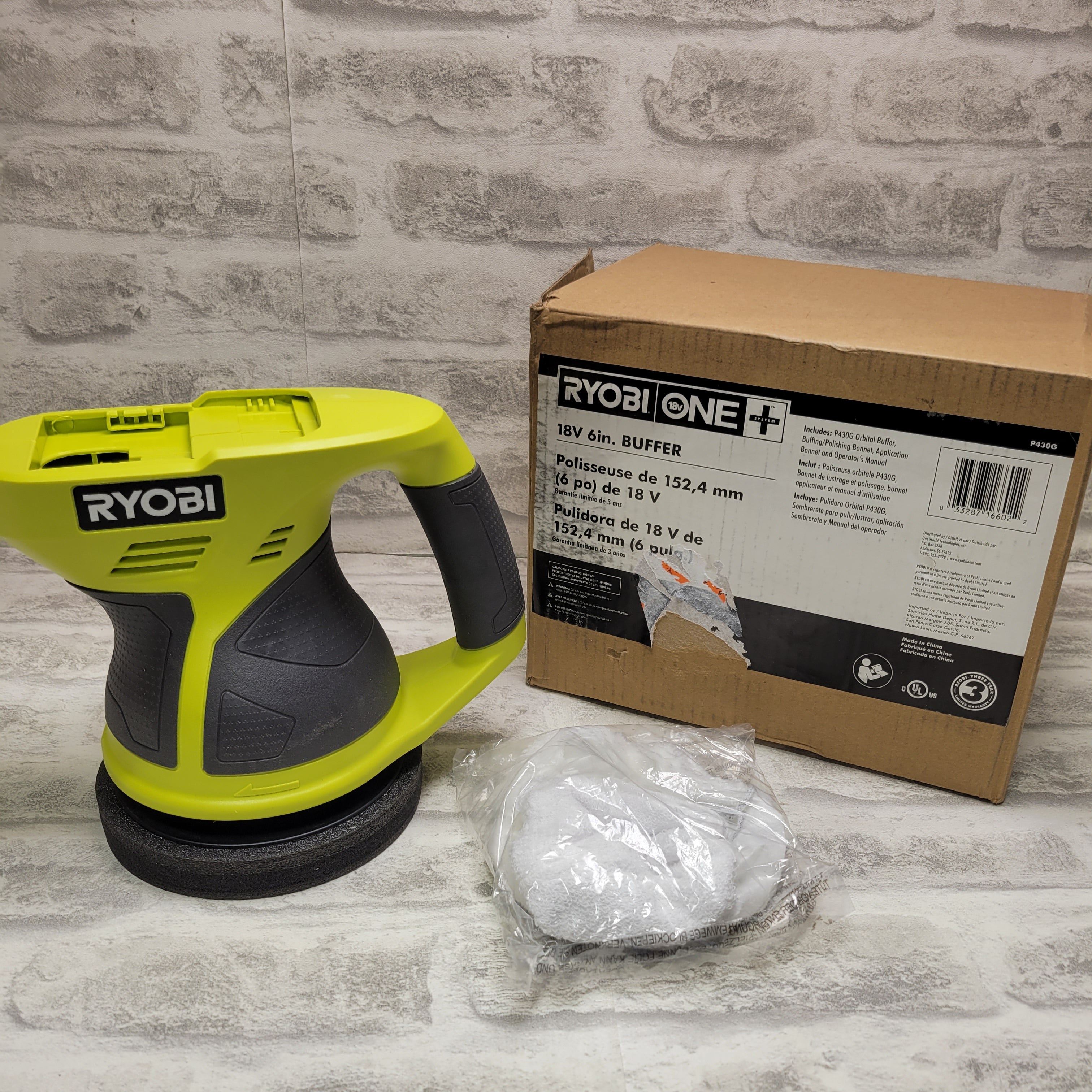 Ryobi P430G 18-Volt ONE Plus Green Buffer (7694300512494)